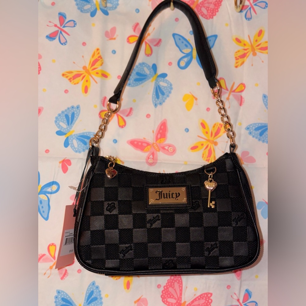 Juicy Couture Black Checkered Shoulder Bag